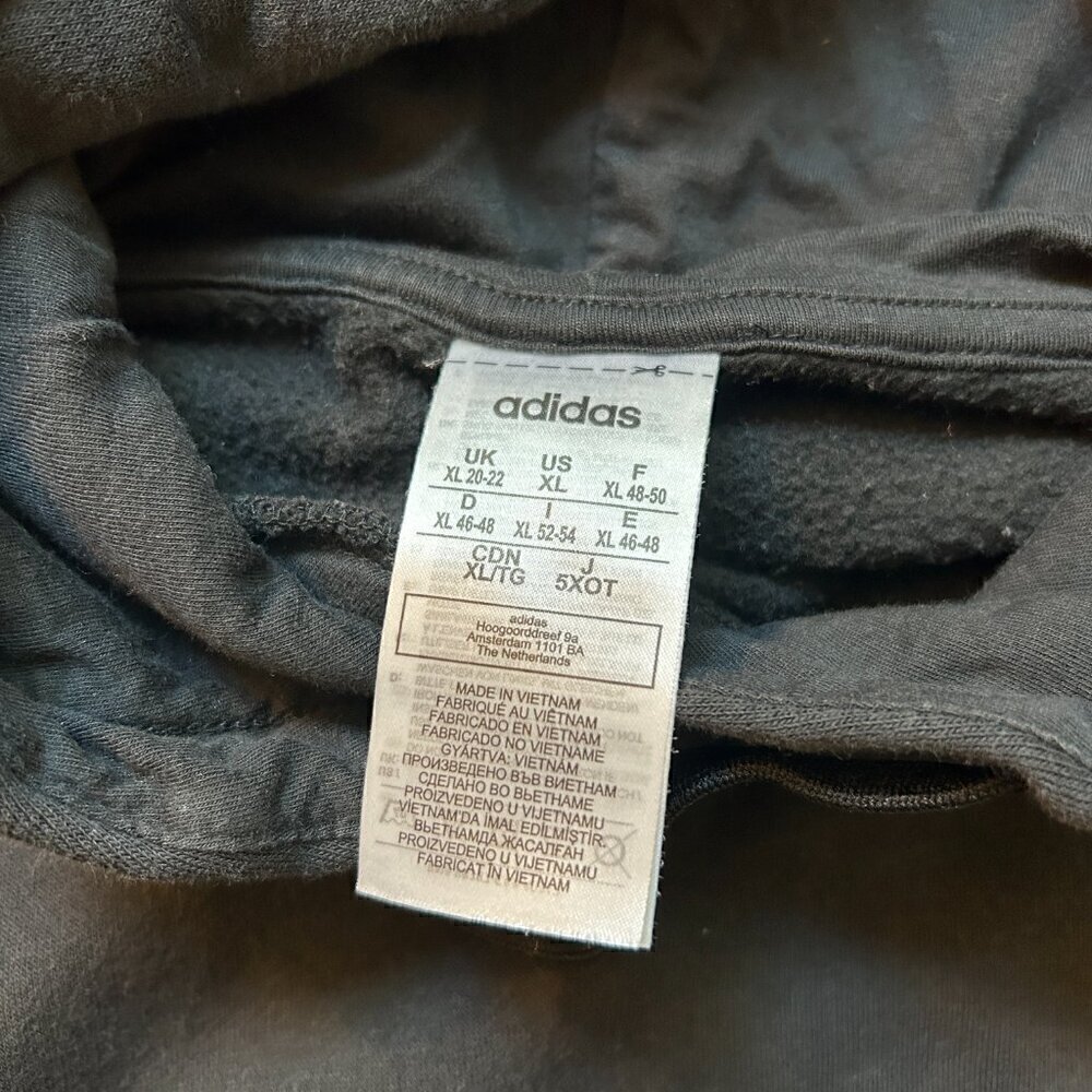 Adidas Women's 3 Stripe Black Fleece Hoodie Pullover Size XL - Picture 4 of 6